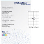 Etichette adesive - in carta - permanenti - 52,5 x 29,7 mm - 40 et/fg - 100 fogli - bianco - Starline