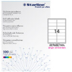 Etichette adesive - in carta - angoli arrotondati - permanenti - 99,1 x 38,1 mm - 14 et/fg - 100 fogli - bianco - Starline