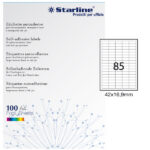 Etichette adesive - in carta - permanenti - 42 x 16,9 mm - 85 et/fg - 100 fogli - bianco - Starline
