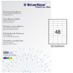 Etichette adesive - in carta - permanenti - 52,5 x 25 mm - 48 et/fg - 100 fogli - bianco - Starline