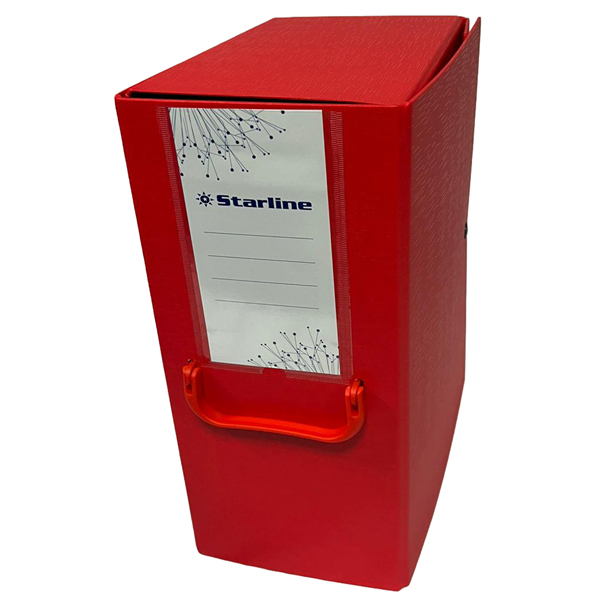 MD_STL5091 Scatola archivio con maniglia - dorso 16 cm - 25 x 35 cm - rosso - Starline - immagine 1