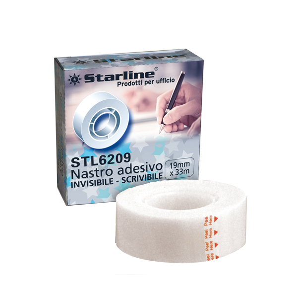 MD_STL6209 Nastro adesivo scrivibile - 19 mm x 33 m -PP - trasparente - Starline - immagine 1