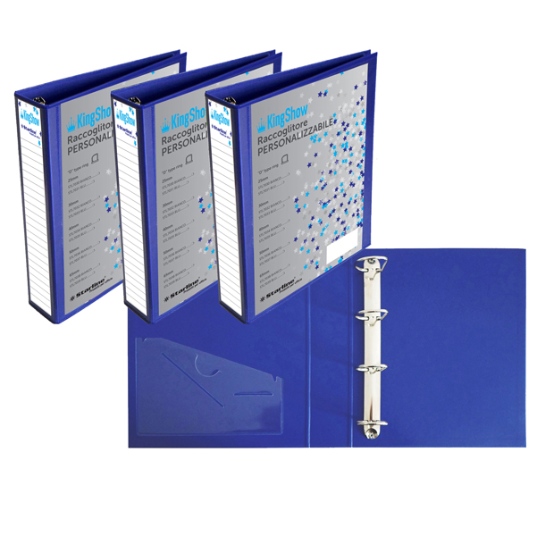 MD_STL7037 Raccoglitore personalizzabile KingShow - 22 x 30 cm - 4 anelli a D 50 mm - dorso 6 cm - blu - Starline - immagine 1