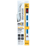 Multipresa piatta SLIM90 - salvaspazio - 5 prese - cavo 1,5 m - bianco - MKC - immagine 2