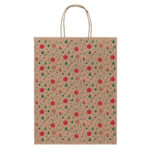 Shopper in carta kraft - con manici - 26 x 34,5 x 12 cm - fantasia natale - Rex Sadoch - immagine 2