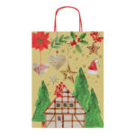 Shopper in carta kraft - con manici - 26 x 34,5 x 12 cm - fantasia natale - Rex Sadoch - immagine 3