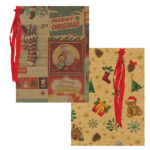 Sacchetto regalo - fantasia Natale assortite - c/ nastro rafia - 36 x 50 cm - carta - Rex Sadoch