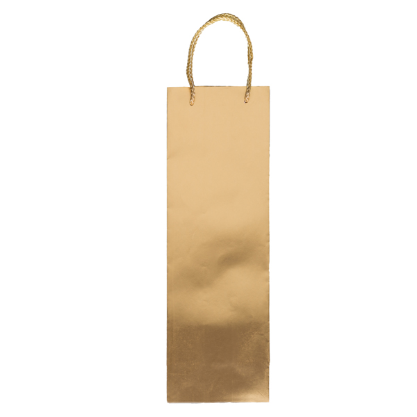 MD_102710 Portabottiglie natale - 12 x 37 x 9 cm - carta metal - oro - Rex Sadoch - immagine 1