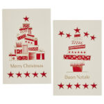 Biglietto Natale - doppio - 9 x 14 cm - cartoncino - fantasie assortite - bianco - Rex Sadoch
