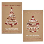 Biglietto Natale - doppio - 9 x 14 cm - cartoncino - fantasie assortite - avana - Rex Sadoch