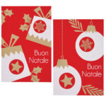 Biglietto Natale - doppio - 9 x 14 cm - cartoncino - fantasie assortite - rosso - Rex Sadoch