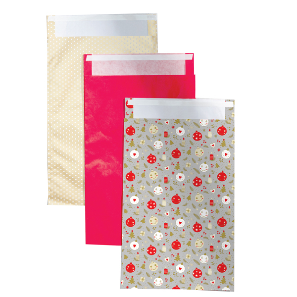MD_103792 Sacchetto regalo - fantasia Natale assortite - c/patella adesiva - 36 x 50 + 5 cm - carta - Rex Sadoch - conf. 2pz - immagine 1