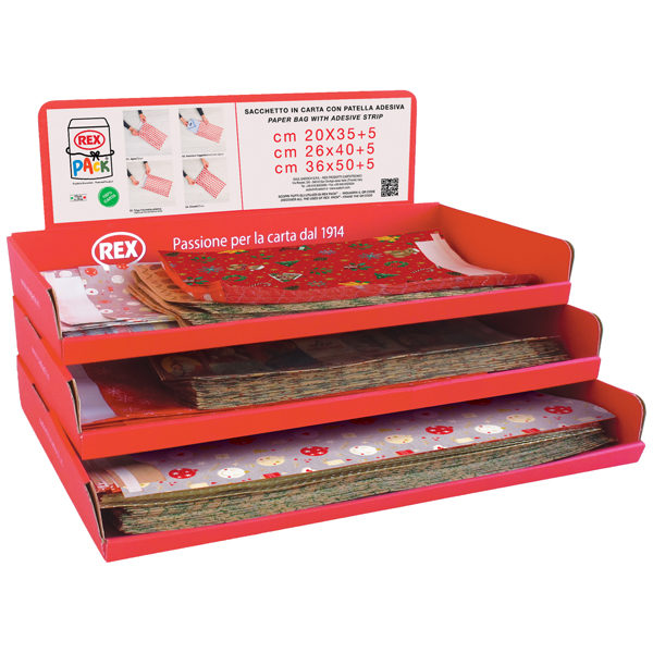 MD_103793 Sacchetto regalo - fantasia Natale assortite - c/patella adesiva - Rex Sadoch - expo 150 pezzi - immagine 1