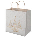 Shopper - maniglie cordino - 28 x 17 x 29 cm - carta kraft - Xmas Dream - bianco - Mainetti Bags - conf. 25 pezzi