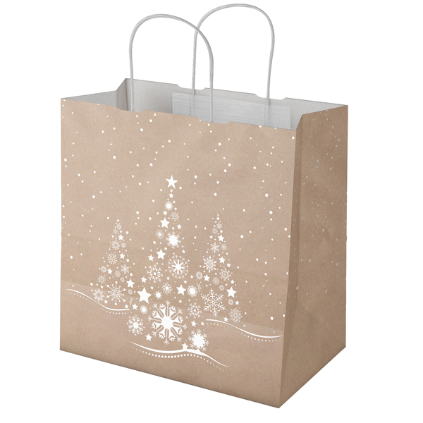 MD_106290 Shopper - maniglie cordino - 32 x 23 x 35 cm - carta kraft - Xmas Dream - avana - Mainetti Bags - conf. 25 pezzi - immagine 1