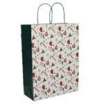 Shopper - maniglie cordino - 26 x 11 x 34,5 cm - carta kraft - Xmas Dream - bianco - Mainetti Bags - conf. 25 pezzi