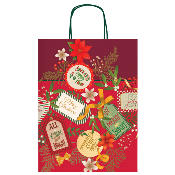MD_106338 Shopper collezione Tanti Auguri - con manici - 26 x 34,5 x 12 cm - fantasia natale - Rex Sadoch - immagine 1