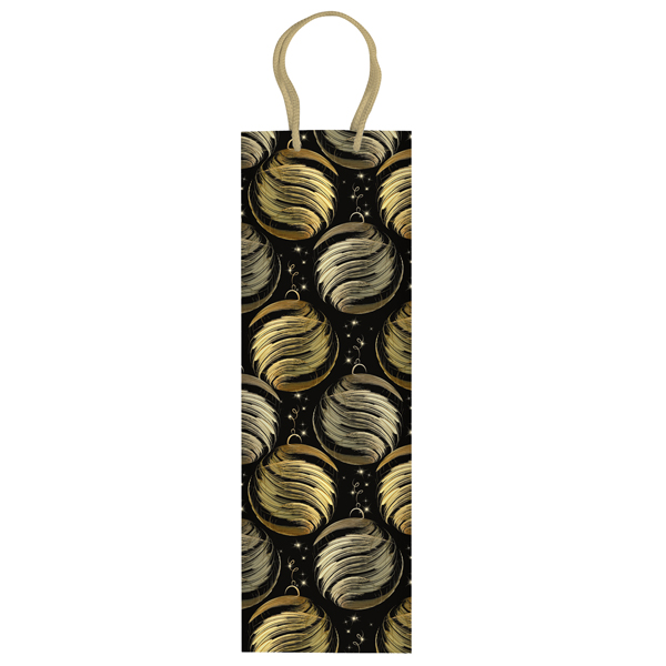 MD_106344 Portabottiglie natale - 37 x 12 x 9 cm - carta patinata - nero/oro - Rex Sadoch - immagine 1