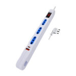 Multipresa piatta SLIM90 - salvaspazio - 5 prese - cavo 1,5 m - bianco - MKC