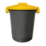 Contenitore portarifiuti Dusty - diametro 36 cm - altezza 45 cm - 25 L - coperchio giallo - Mobil Plastic