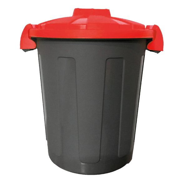 MD_86744 Contenitore portarifiuti Dusty - diametro 36 cm - altezza 45 cm - 25 L - coperchio rosso - nero - Mobil Plastic - immagine 1