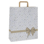 Shoppers - maniglie piattina - 22 x 10 x 29 cm - carta kraft - stars bianco - Mainetti Bags - conf. 25 pezzi