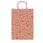Shopper natale - 16 x 8 x 21 cm - carta kraft - fantasia stelline - rosso - Rex Sadoch
