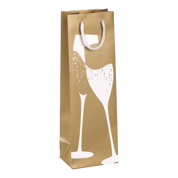 MD_99125 Portabottiglie natale - 37 x 12 x 9 cm - carta patinata - fantasia oro - Rex Sadoch - immagine 1