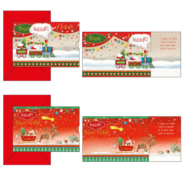 MD_99609 Biglietto auguri Babbo Natale - 11,7 x 17 cm orizzontale - fantasie assortite - Kartos - immagine 1